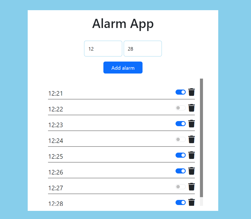 preview of Alarm App